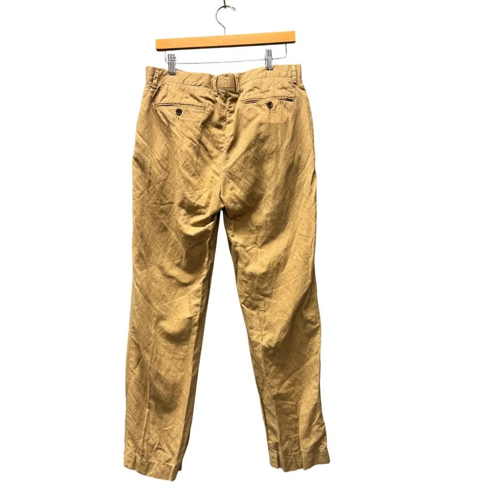 Polo Ralph Lauren Pants Mens 33x32 Classic Fit Khaki Linen Blend Coastal Chino